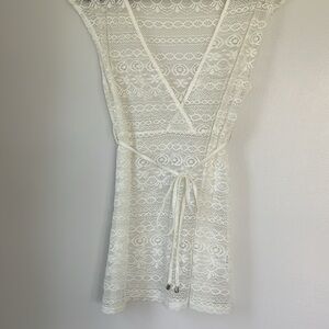 Lace bathing suit cover “Hotouch” cream size M 💯 percent polyester.